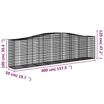 Arched Gabion Baskets 3 pcs  400x50x100/120 cm Galvanised Iron