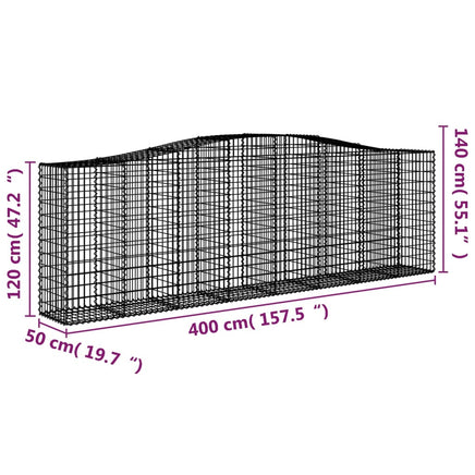 Arched Gabion Baskets 3 pcs  400x50x120/140 cm  Galvanised Iron