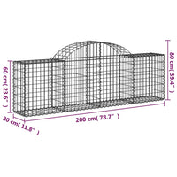 Arched Gabion Baskets 2 pcs 200x30x60/80 cm Galvanised Iron