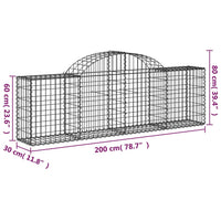 Arched Gabion Baskets 3 pcs 200x30x60/80 cm Galvanised Iron