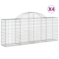 Arched Gabion Baskets 4 pcs 200x30x80/100 cm Galvanised Iron
