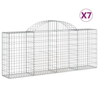 Arched Gabion Baskets 7 pcs 200x30x80/100 cm Galvanised Iron