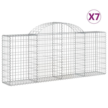 Arched Gabion Baskets 7 pcs 200x30x80/100 cm Galvanised Iron