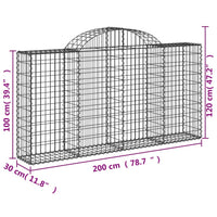 Arched Gabion Baskets 6 pcs 200x30x100/120 cm Galvanised Iron