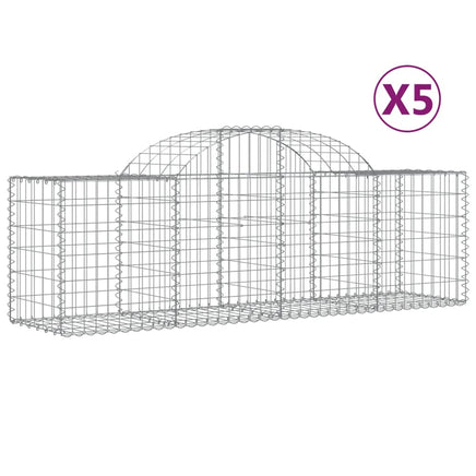 Arched Gabion Baskets 5 pcs 200x50x60/80 cm Galvanised Iron
