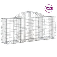 Arched Gabion Baskets 12 pcs 200x50x80/100 cm Galvanised Iron