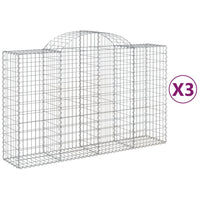 Arched Gabion Baskets 3 pcs 200x50x120/140 cm Galvanised Iron