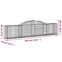 Arched Gabion Baskets 3 pcs 300x30x60/80 cm Galvanised Iron