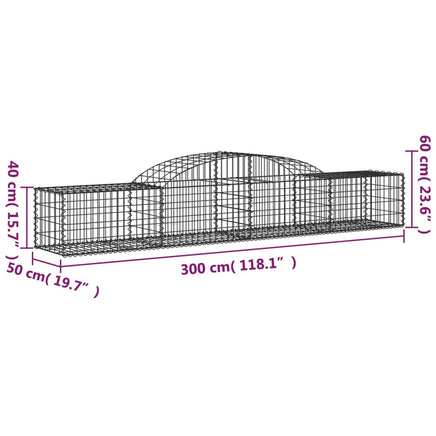 Arched Gabion Baskets 3 pcs 300x50x40/60 cm Galvanised Iron