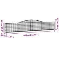Arched Gabion Baskets 2 pcs 400x30x60/80 cm Galvanised Iron