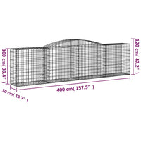 Arched Gabion Baskets 9 pcs 400x50x100/120 cm Galvanised Iron