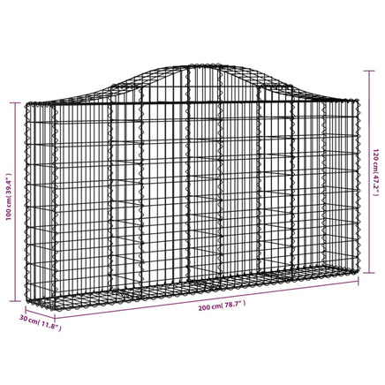 Arched Gabion Basket 200x30x100/120 cm Galvanised Iron