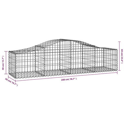 Arched Gabion Basket 200x50x40/60 cm Galvanised Iron