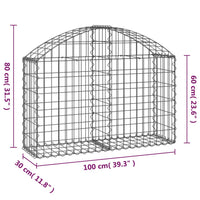 Arched Gabion Basket 100x30x60/80 cm Galvanised Iron