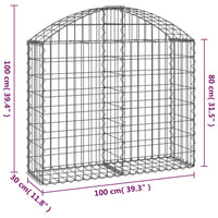 Arched Gabion Basket 100x30x80/100 cm Galvanised Iron