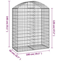 Arched Gabion Basket 100x50x120/140 cm Galvanised Iron