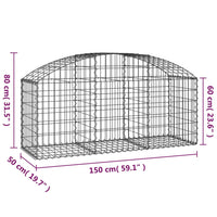 Arched Gabion Basket 150x50x60/80 cm Galvanised Iron