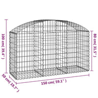 Arched Gabion Basket 150x50x80/100 cm Galvanised Iron