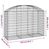 Arched Gabion Basket 150x50x100/120 cm Galvanised Iron