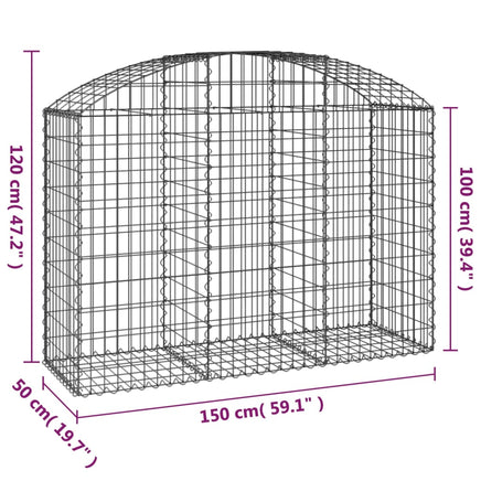 Arched Gabion Basket 150x50x100/120 cm Galvanised Iron