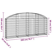 Arched Gabion Basket 200x30x80/100 cm Galvanised Iron