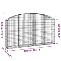 Arched Gabion Basket 200x30x100/120 cm Galvanised Iron