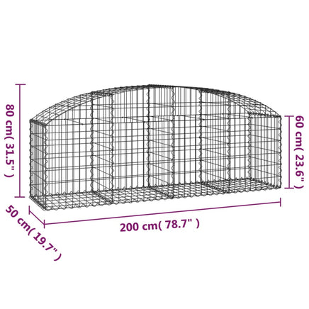 Arched Gabion Basket 200x50x60/80 cm Galvanised Iron
