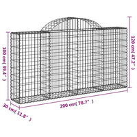 Arched Gabion Basket 200x30x100/120 cm Galvanised Iron