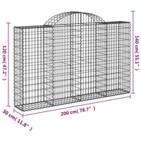 Arched Gabion Basket 200x30x120/140 cm Galvanised Iron