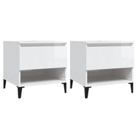 Side Tables 2 pcs High Gloss White 50x46x50 cm Engineered Wood