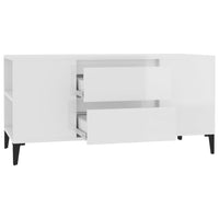 TV Cabinet High Gloss White 102x44.5x50 cm Engineered Wood
