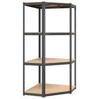4-Layer Shelves 3 pcs Anthracite Steel&Engineered Wood