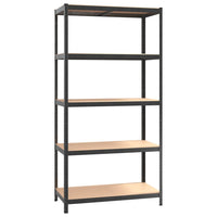 5-Layer Heavy-duty Shelves 2 pcs Grey Steel&Engineered Wood
