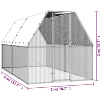 Outdoor Chicken Cage 2x4x2 m Galvanised Steel