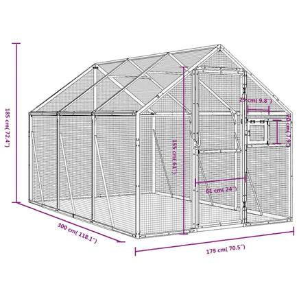 Aviary Silver 1.79x3x1.85 m Aluminium