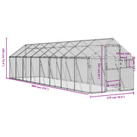 Aviary Silver 1.79x8x1.85 m Aluminium
