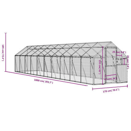Aviary Silver 1.79x10x1.85 m Aluminium