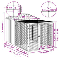 Chicken Cage with Run Light Grey 117x201x123 cm Galvanised Steel