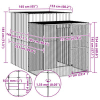 Chicken Cage with Run Light Grey 165x251x181 cm Galvanised Steel