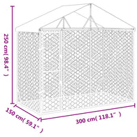 Outdoor Dog Kennel with Roof Silver 3x1.5x2.5 m Galvanised Steel