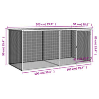 Chicken Cage with Roof Anthracite 203x98x90 cm Galvanised Steel