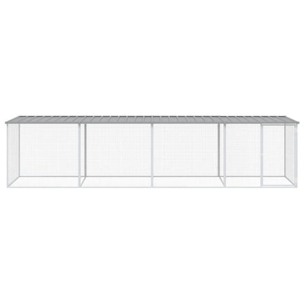 Chicken Cage with Roof Light Grey 403x98x90 cm Galvanised Steel
