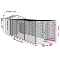 Chicken Cage with Run Anthracite 117x405x123 cm Galvanised Steel