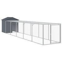 Chicken Cage with Run Anthracite 117x609x123 cm Galvanised Steel