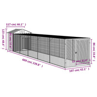 Chicken Cage with Run Anthracite 117x609x123 cm Galvanised Steel