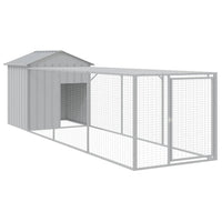 Chicken Cage with Run Light Grey 117x405x123 cm Galvanised Steel
