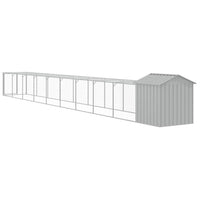 Chicken Cage with Run Light Grey 117x1017x123 cm Galvanised Steel