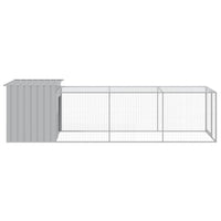 Chicken Cage with Run Light Grey 110x405x110 cm Galvanised Steel