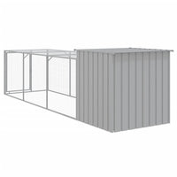 Chicken Cage with Run Light Grey 110x405x110 cm Galvanised Steel