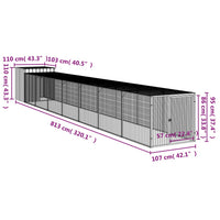 Chicken Cage with Run Light Grey 110x813x110 cm Galvanised Steel